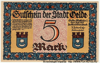 Stadt Oelde 5 Mark 1921 / NOTGELD