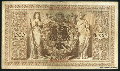 Reichsbank  Reichsbanknote. 1000 Mark.  1884 . Brauner Tausender.