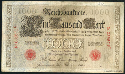 Reichsbanknote. 1000 Mark. 10. Oktober 1903. 