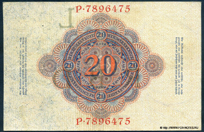   (Reichsbanknote) 20  19. Februar 1914.