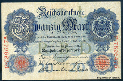 Reichsbanknote. 20 Mark. 1914.   (Reichsbank)  .