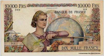 Banque de France 10000   1945 . "Génie français" 