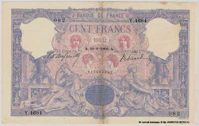 Banque de France 100 франков тип 1888 г. "bleu et rose"