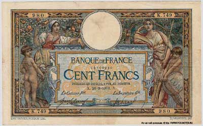 Banque de France 100   1906 .  "Luc Olivier Merson"