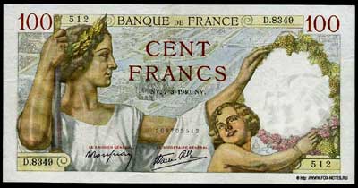 Banque de France 100   1939 . "Sully"