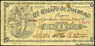 El Estado de Durango 1 pesos 1914 /  