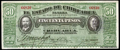 El Estado de Chihuahua 50 Pesos 1914 /  