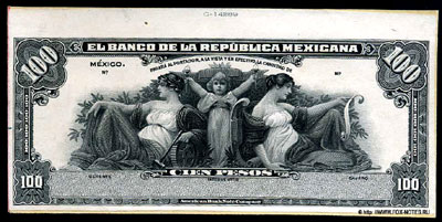 Banco de la República Mexicana 100 Pesos 1918.
