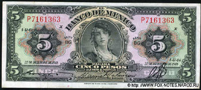 Banco de México 5 Pesos 1948 /  