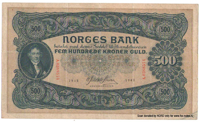 NORGES BANK  500   1942  