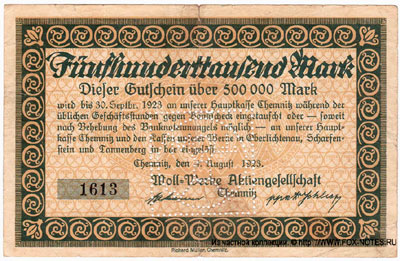 Moll-Werke Aktiengesellschaft 500000 Mark 1923 Notgeld