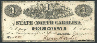 State of North Carolina 1 Dollar 1861