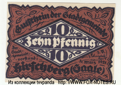 Stadt Hirschberg a.d. Saale 10  1921 