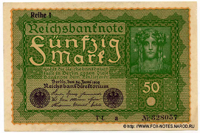 Reichsbanknote. 50 Mark. 24. Juni 1919. Deutsches Reich