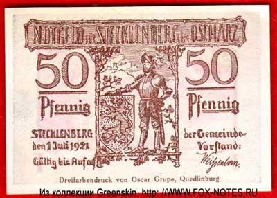 Gemeinde Stecklenberg 50 Pfennig notgeld