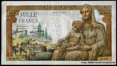 Banque de France 1000   1942 . "Déméter"