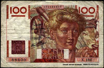 Banque de France 100   1945 . "Jeune Paysan"