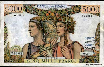 Banque de France 1952 5000 francs J.Belin G.Gouin d'Ambrieres P.Gargam
