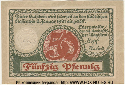 Stadt Eberswalde 50 Pfennig 1919 Notgeld
