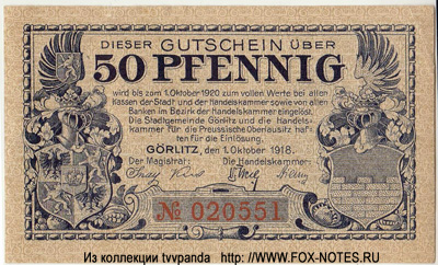 Stadt Görlitz 50 Pfennig 1918
