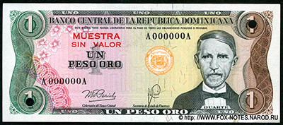 Banco Central de la República Dominicana 1Peso Oro 1978 MUESTRA  SIN VALOR
