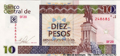 Banco Central de Cuba 10 Convertibles Pesos