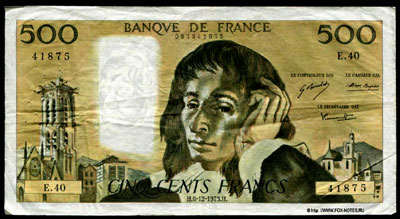 Banque de France 500 франков тип 1968 г. "Pascal"