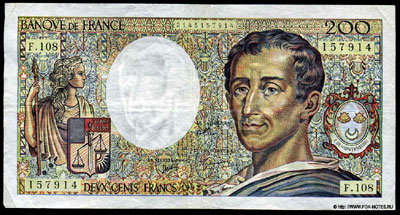 Banque de France 200 Francs 1992 D.Brunnel  J.Bonnardin A.Charriau