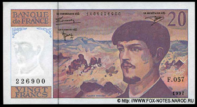 Banque de France 20 франков тип 1980 г. "Debussy"