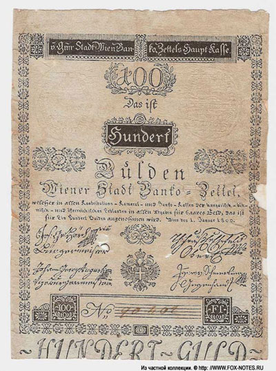Wiener Stadt Banco 100 gulden 1800