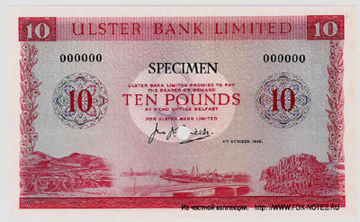 ULSTER BANK LIMITED 10 pounds 1966