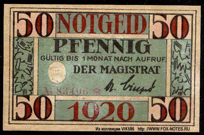 Stadt Arnstadt 50 pfennig 1920.  NOTGELD