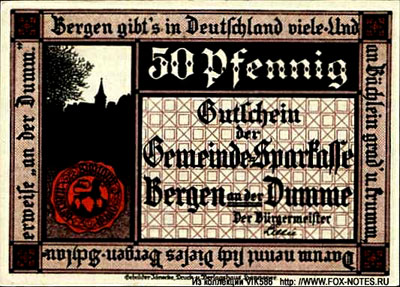 Gemeinde Bergen an der Dumme 50 pfennig notgeld