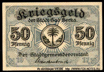 Stadt Bad Berka Kriegsgeld. 50 pfennig 1917