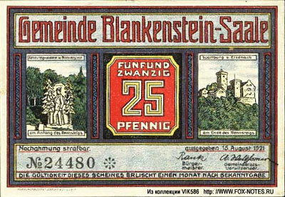 Gemeinde Blankenstein-Saale 25 pfennig