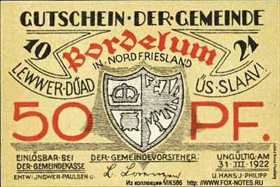 Gemeinde Bordelum 50 pfennig