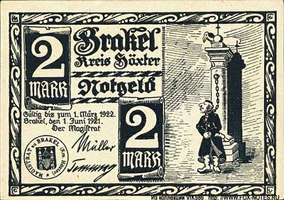 Stadt Brakel  Notgeld. 1921. Gültig bis 1.03.22.