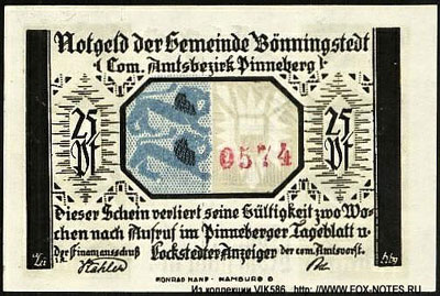 Gemeinde Bönningstedt Notgeld