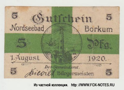 Nordseebad Borkum gutschein 5 pfennig