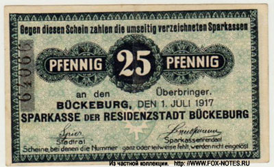 Sparkasse der Residenzstadt Bückeburg 25 pfennig