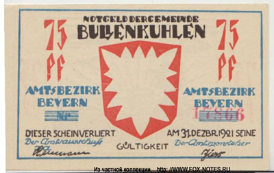 Amtbezirk Bevern Notgeld. 31.12.1921