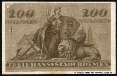 Freie Hansestadt Bremen (   . Finanzdeputation, Stadt Bremen.   1917 - 1923 .