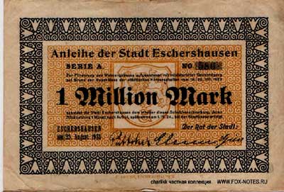 Anleihe der Stadt Eschershausen. 23. August 1923. 1 million mark