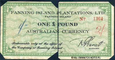 Fanning Island Plantations Ltd 1 Pound Austalian currency