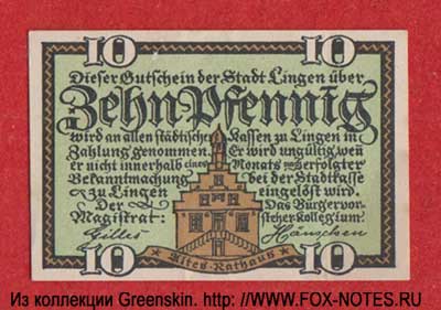 Stadt Lingen 10 Pfennig Notgeld