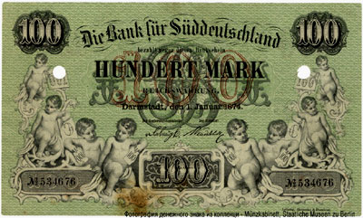 Bank für Süddeutschland 100 Mark 1874