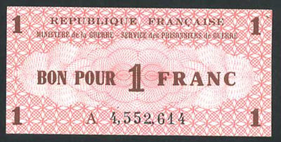 Ministère de la Guerre bon 1 franc