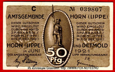 Amtsgemeinde Horn (Lippe) 50 Pfennig 1921