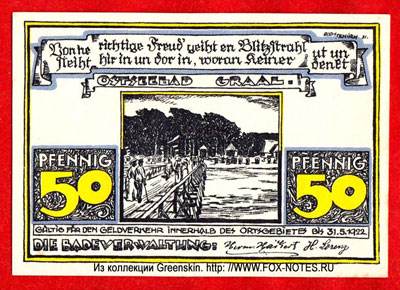 Ostseebad Graal Reuter Geld. 1922. 50 Pfennig