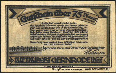 Stadt Gerndorf Gutschein. 9.5.1921